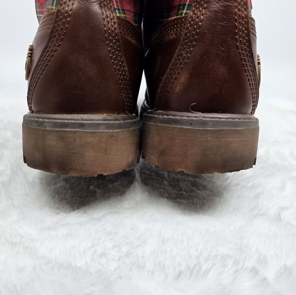 Timberland sugar & spice red plaid leather hiking boots Size 9.5 - Picture 8 of 12